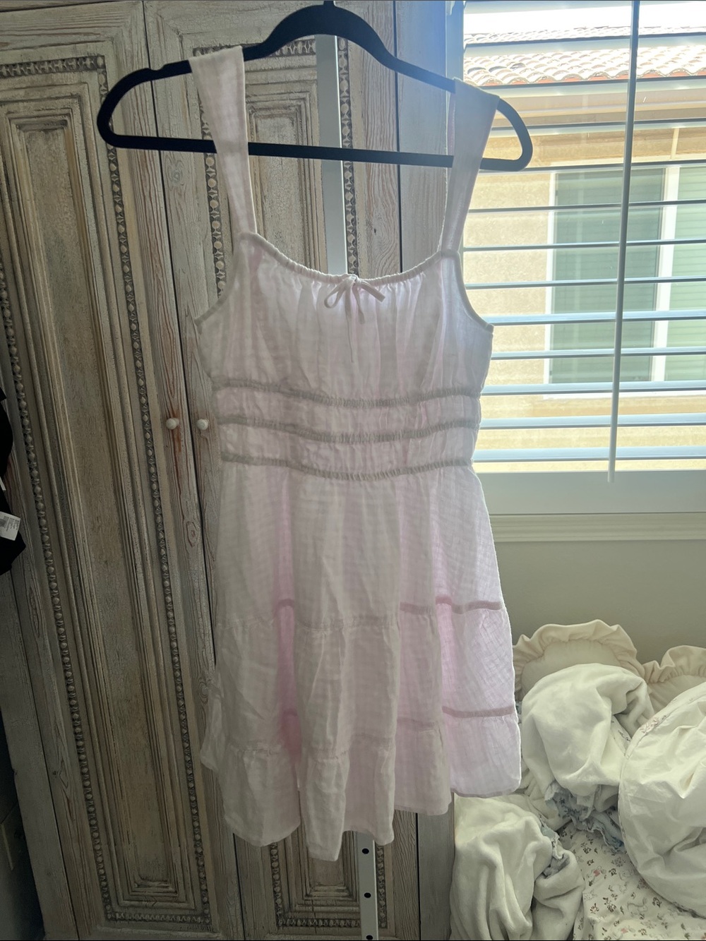 Sunday Best Pink-White Ginham Tiered Sundress